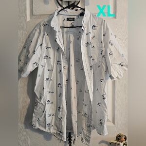 Chaps White Shirt Jacket with Colorful Prints